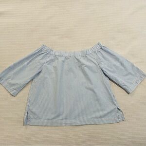 Madewell Light Blue Striped Off-Shoulder Blouse